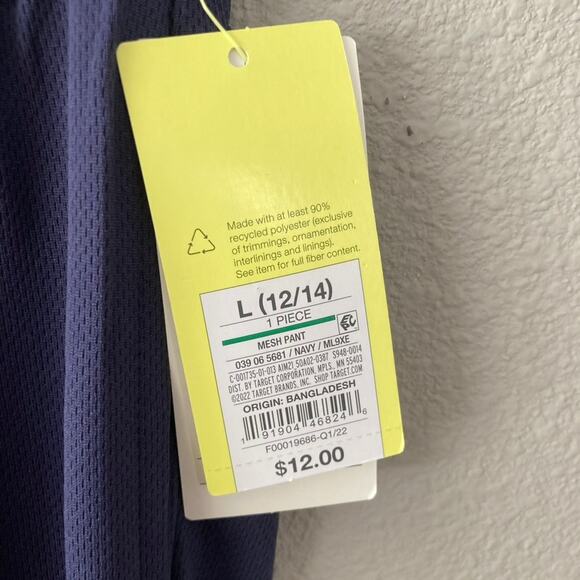 All In Motion NEW Midrise Mesh Pants - Navy Blue - Large 12/14 - Picture 3 of 6